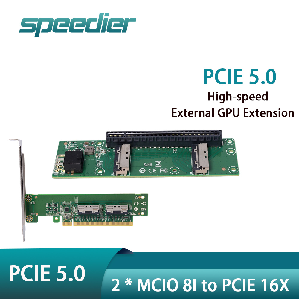Speedier 2 x MCIO 8i to PCIe 1 - Pcie 5.0 Gpu Riser Cable review and price